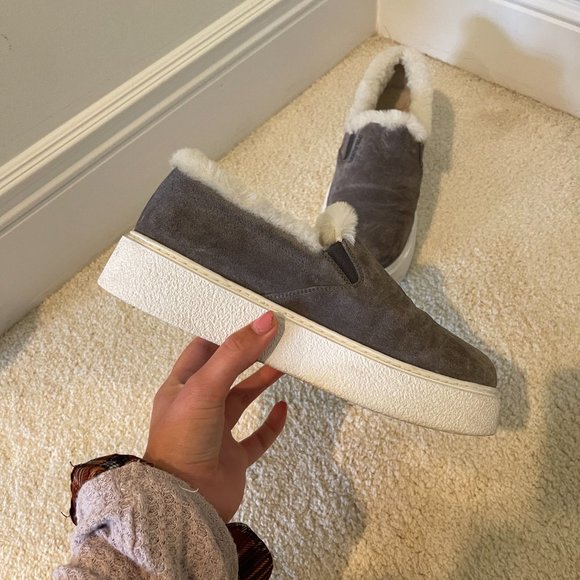 PRADA suede shearling slip on sneakers - Picture 6 of 11
